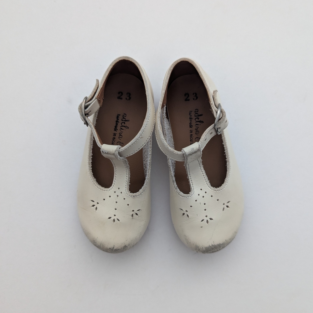 Adelisa Cream Leather T-Bars Size 23 (7)